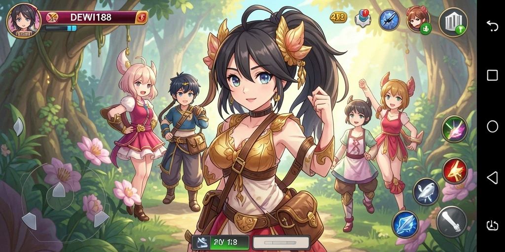 Screenshot dari gameplay DEWI188 menampilkan karakter Anime dalam aksi.