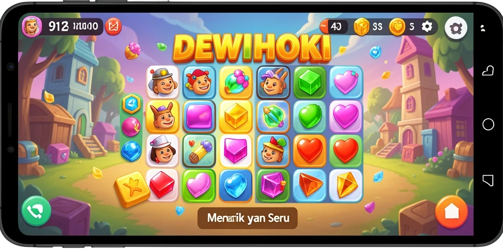 Tampilan gameplay DEWIHOKI dengan elemen Match-3 yang menyenangkan.
