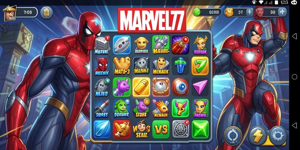 Tampilan gameplay seru di <strong>MARVEL77</strong> dengan tantangan Match-3 yang menarik.