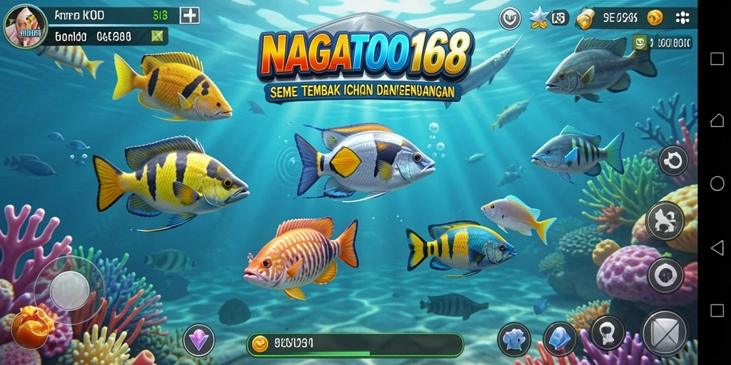 Tangkapan layar gameplay NAGATOTO168 dengan aksi seru menembak ikan.
