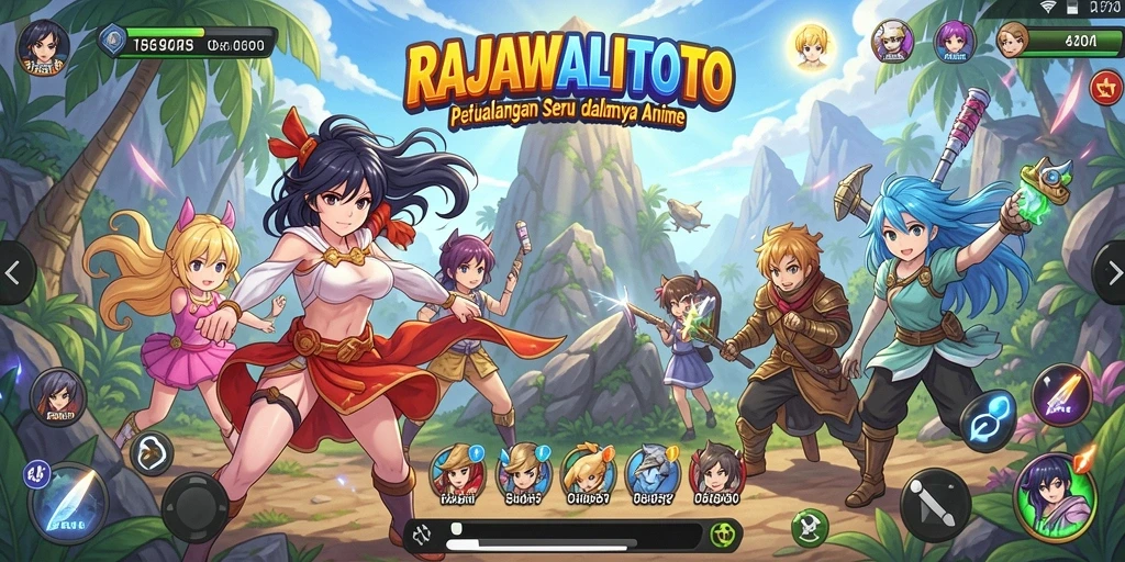 Tampilan gameplay seru dari RAJAWALITOTO dengan karakter anime menarik.
