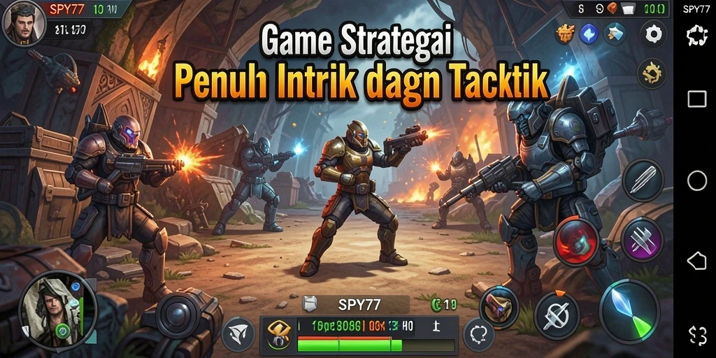 Tangkapan layar SPY77 menampilkan aksi gameplay strategi yang mendebarkan.