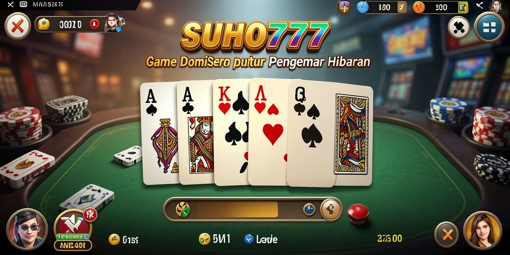 Tampilan seru gameplay Domino SUHU777 dengan efek visual memukau.